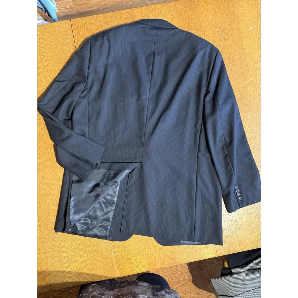 Hickey Freeman Blazer 44R Navy Pinstripe Wool Canterbury Collection USA Made Y2K